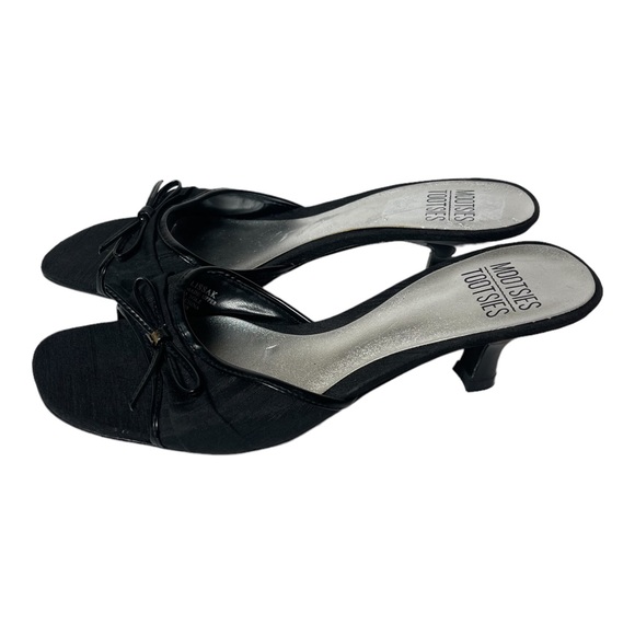 Mootsies Tootsies Shoes - Mootsies Tootsies Open Toe Bow Black Kitten Heels Size 7